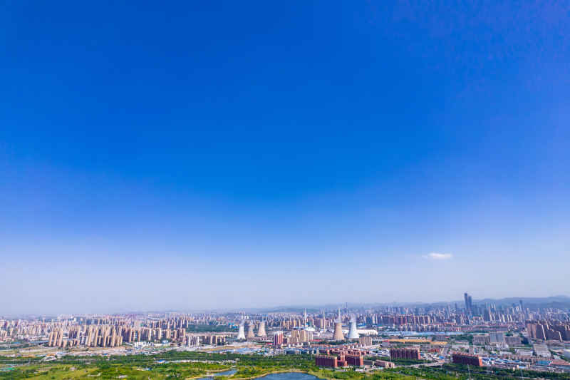 山东济南城市风光华山湖风景区航拍摄影图