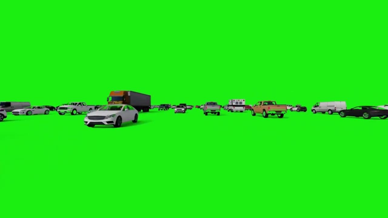335. 【绿幕素材】交通拥挤的车道，高清汽车绿幕素材 186