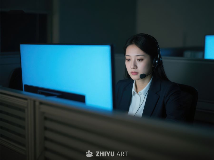 客服人员在夜晚办公室工作 218