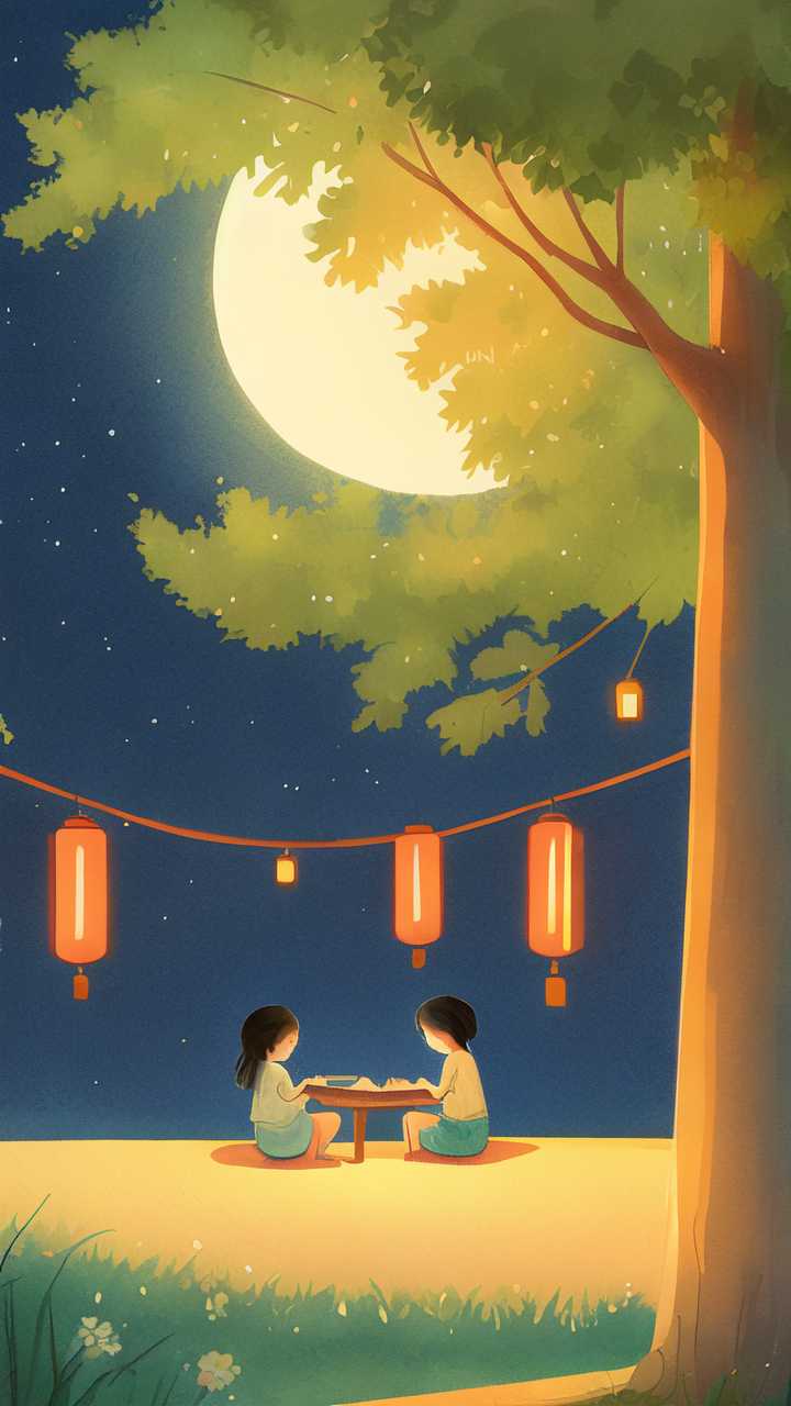 唯美小暑夜晚原创插画海报素材
