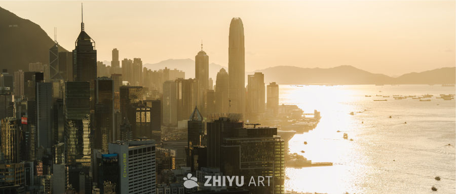 香港日落天际线