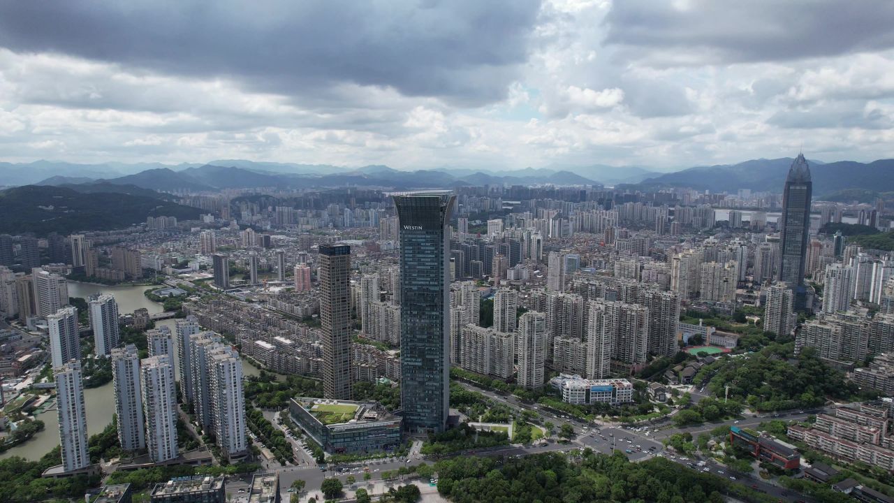 浙江温州城市风光航拍 