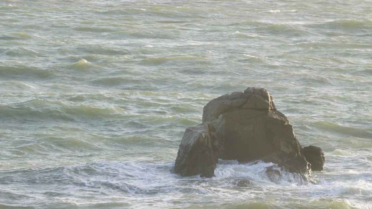 浪打礁石