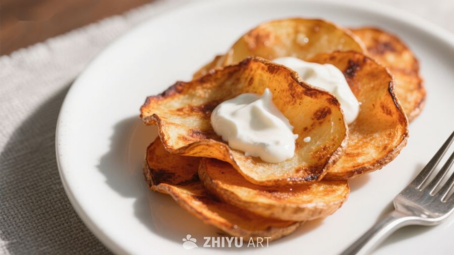 金黄薯片配酸奶油