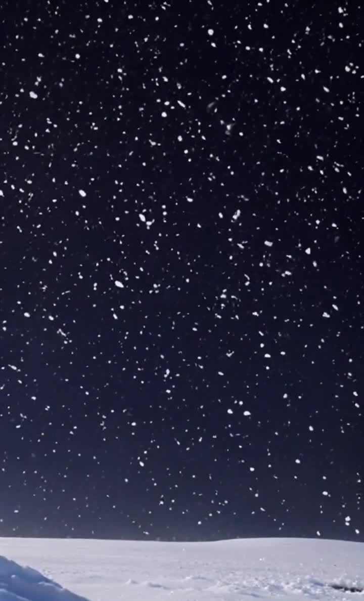 雪夜飘落：静谧的雪景夜晚