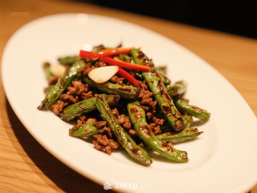 炒四季豆配肉末与红椒 68