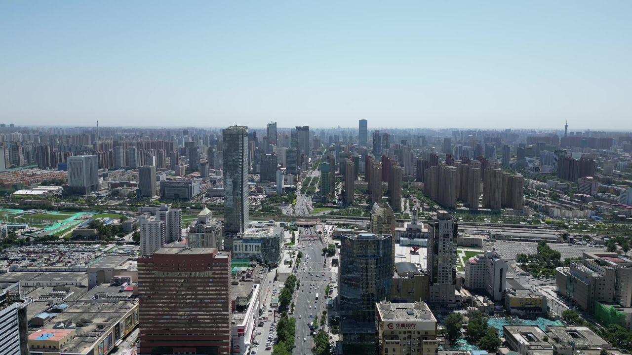  航拍河北石家庄城市建设