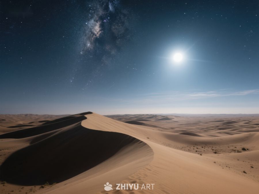 沙漠夜景：星空与月光下的沙丘 92
