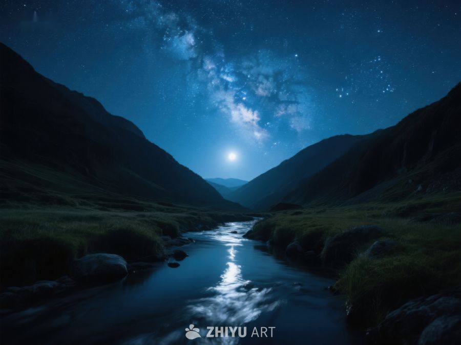 星河璀璨，山谷溪流夜景 147