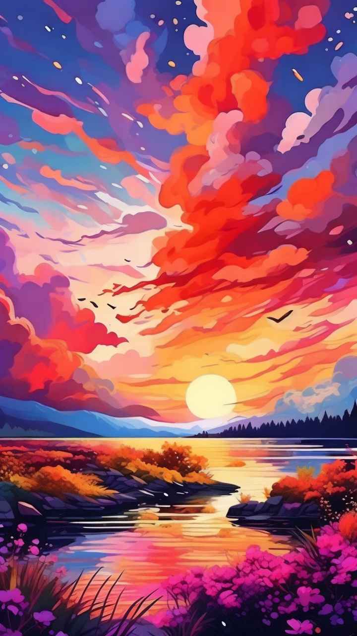 火烧云自然主题插画 29