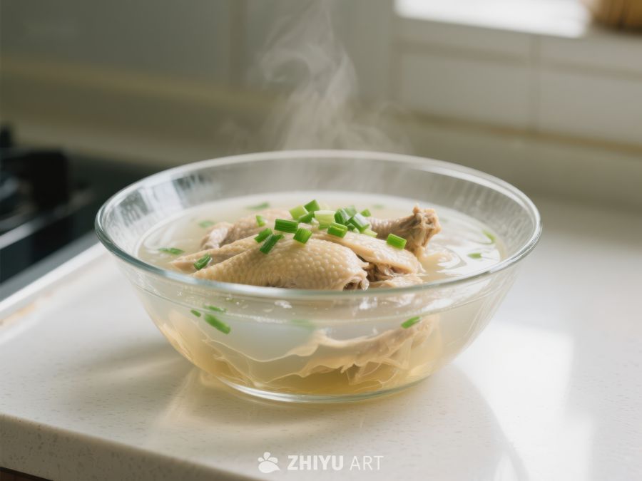 热气腾腾的鸡汤碗 772