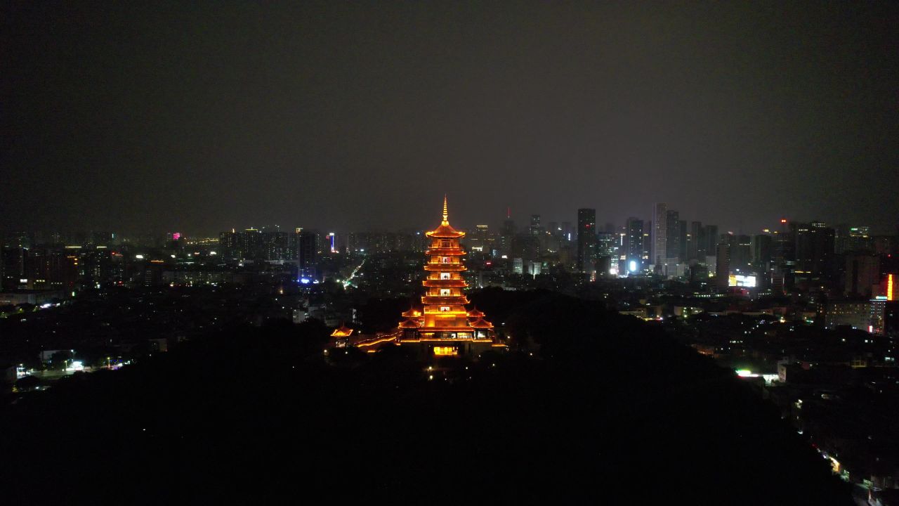 广东佛山魁星阁地标建筑航拍