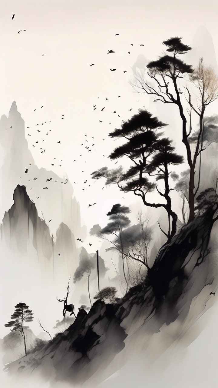 古风山水画唯美背景图 4