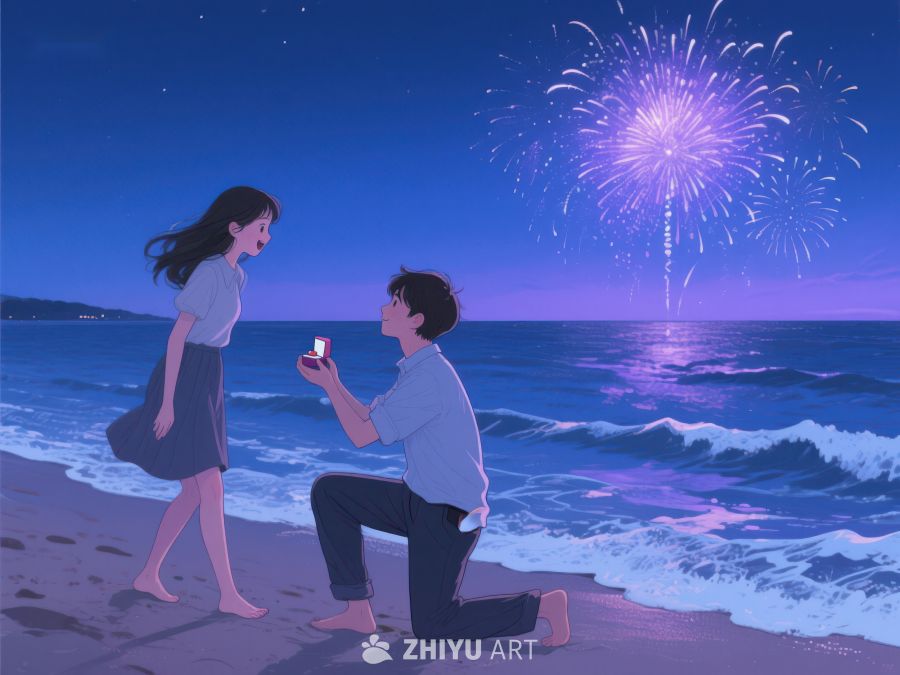 海边烟花下的求婚瞬间 273