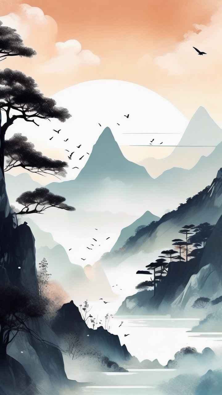 国风山水画背景插画 4