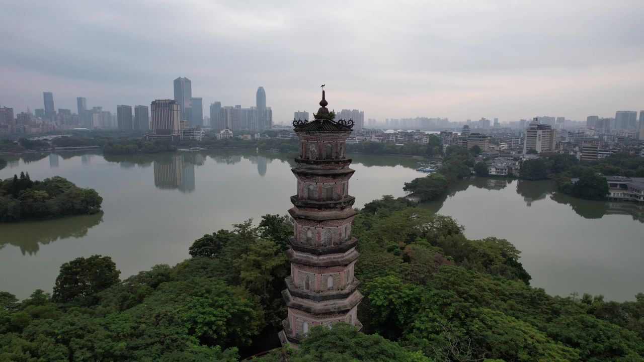 广东惠州西湖泗洲塔航拍