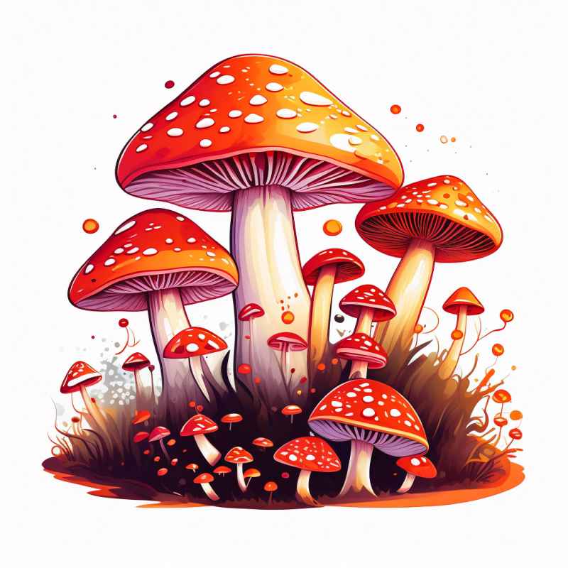 色彩缤纷的卡通蘑菇有浅橙色 7