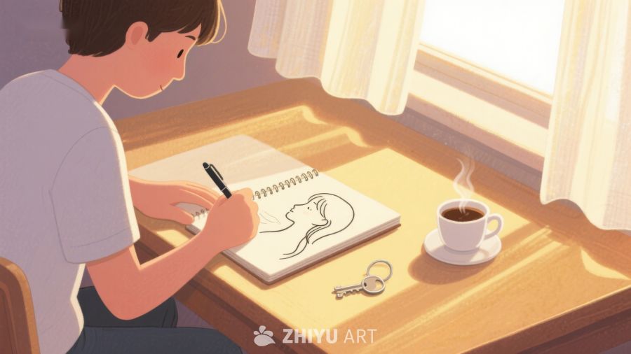 窗边少年专注绘画 87