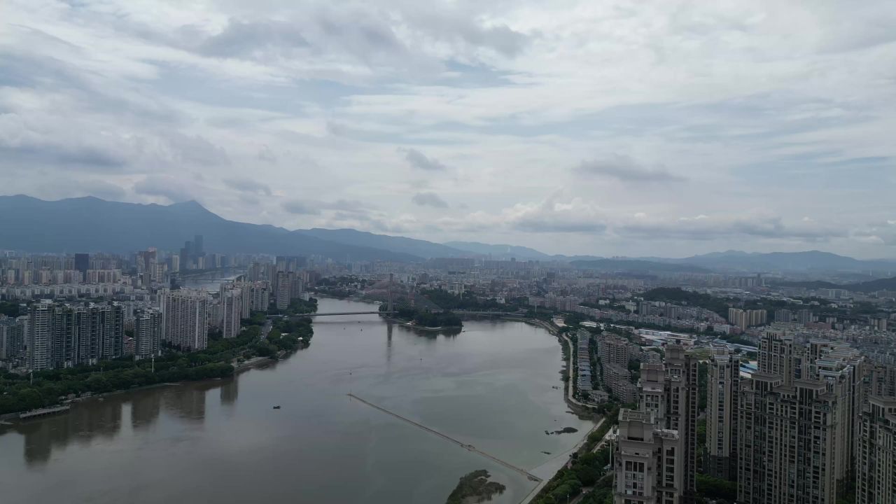 航拍福州闽江三县洲大桥爱青岛