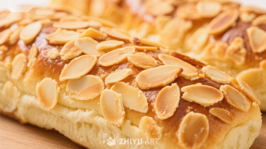 金黄杏仁面包特写
