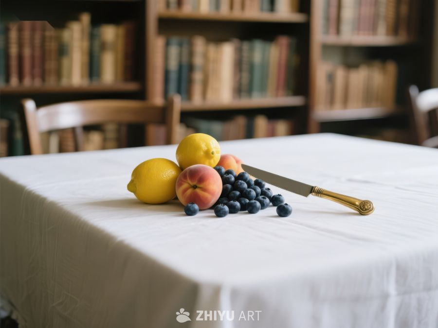 书房静物：水果与刀具 528