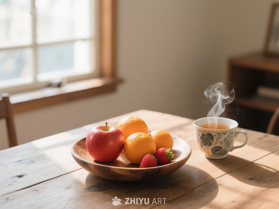 温馨早餐：水果与热茶 615