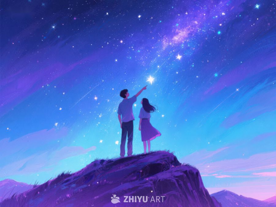 山顶夜空下的情侣 651