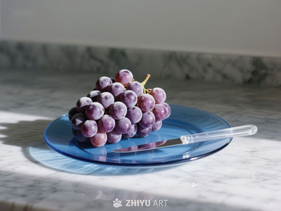 蓝盘上的紫葡萄 190