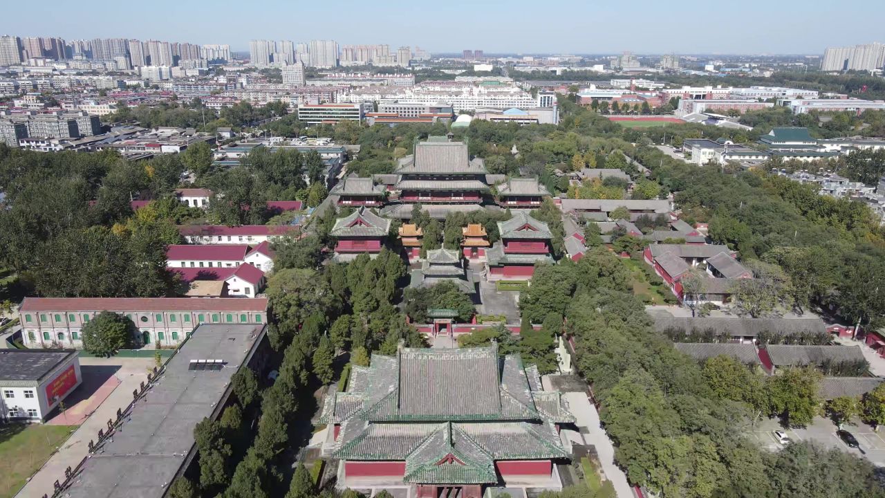 河北石家庄正定古城航拍