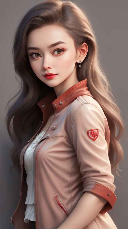 红色皮衣大美女