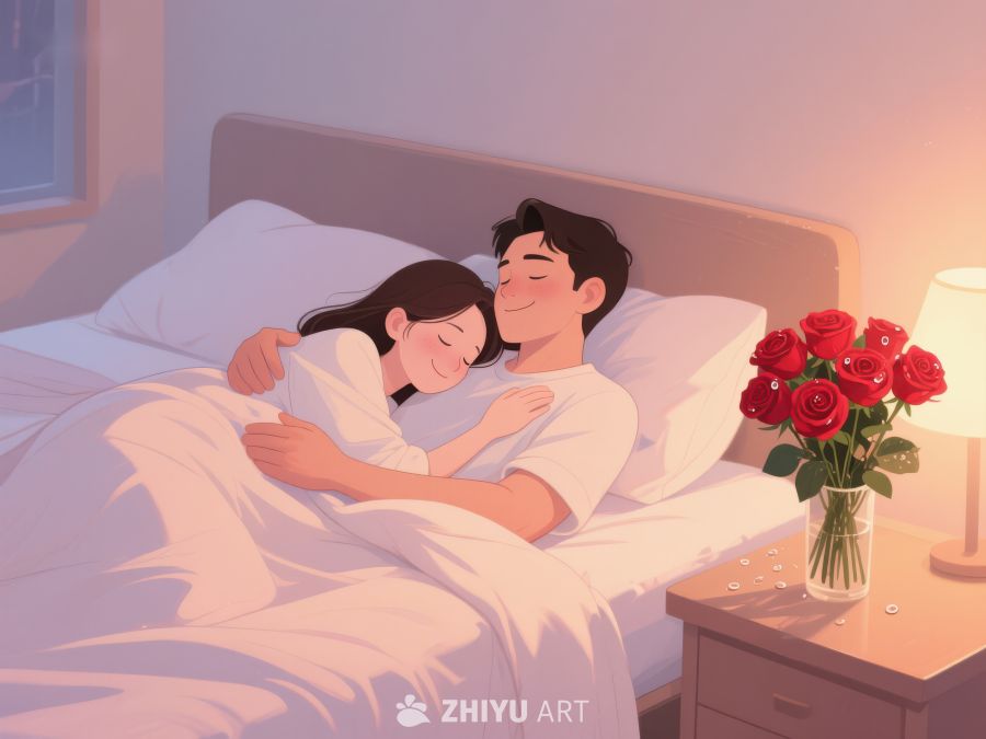 温馨夜晚，情侣共眠 835