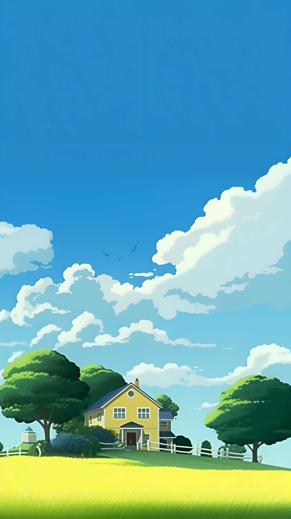 夏季凉爽的插画小草自然美景