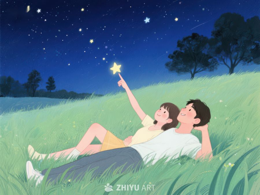 夜空下，两人共赏星辰 1033