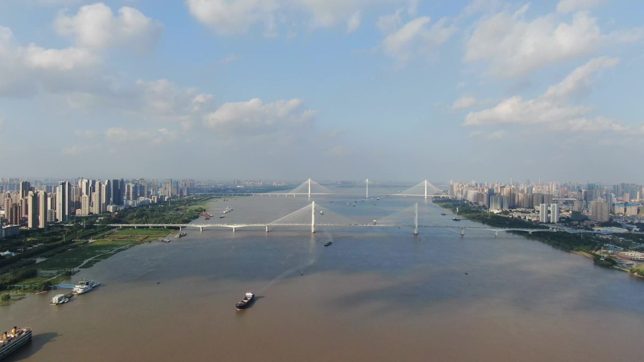  湖北武汉长江风光航拍