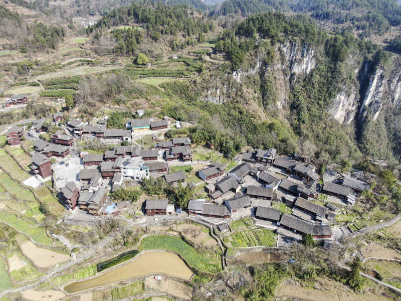 湖南湘西矮寨奇观5A景区航拍摄影图