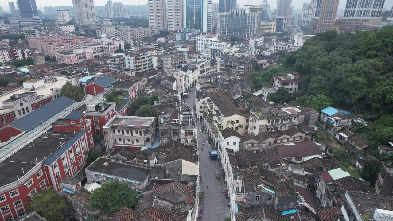 广东中山孙文西路文化旅游步行街航拍