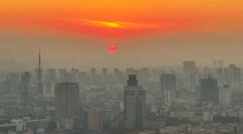 航拍昆山城市冬日日落风光建筑大景 11