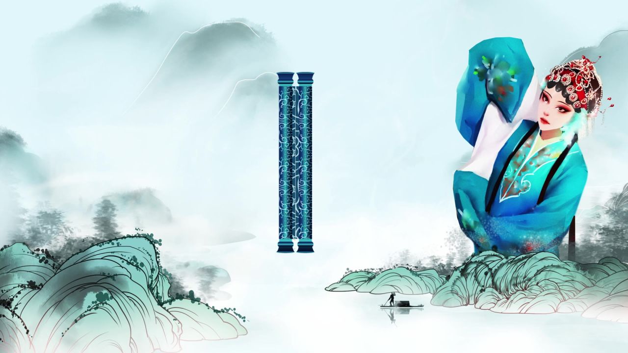 古风卷轴开场LED背景中国风意境水墨山水画舞台视频动态背景素材 12