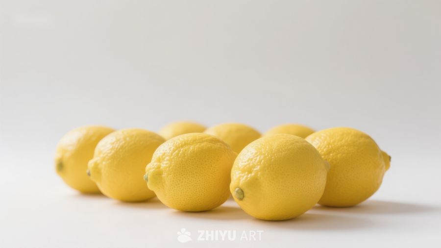 新鲜柠檬整齐排列