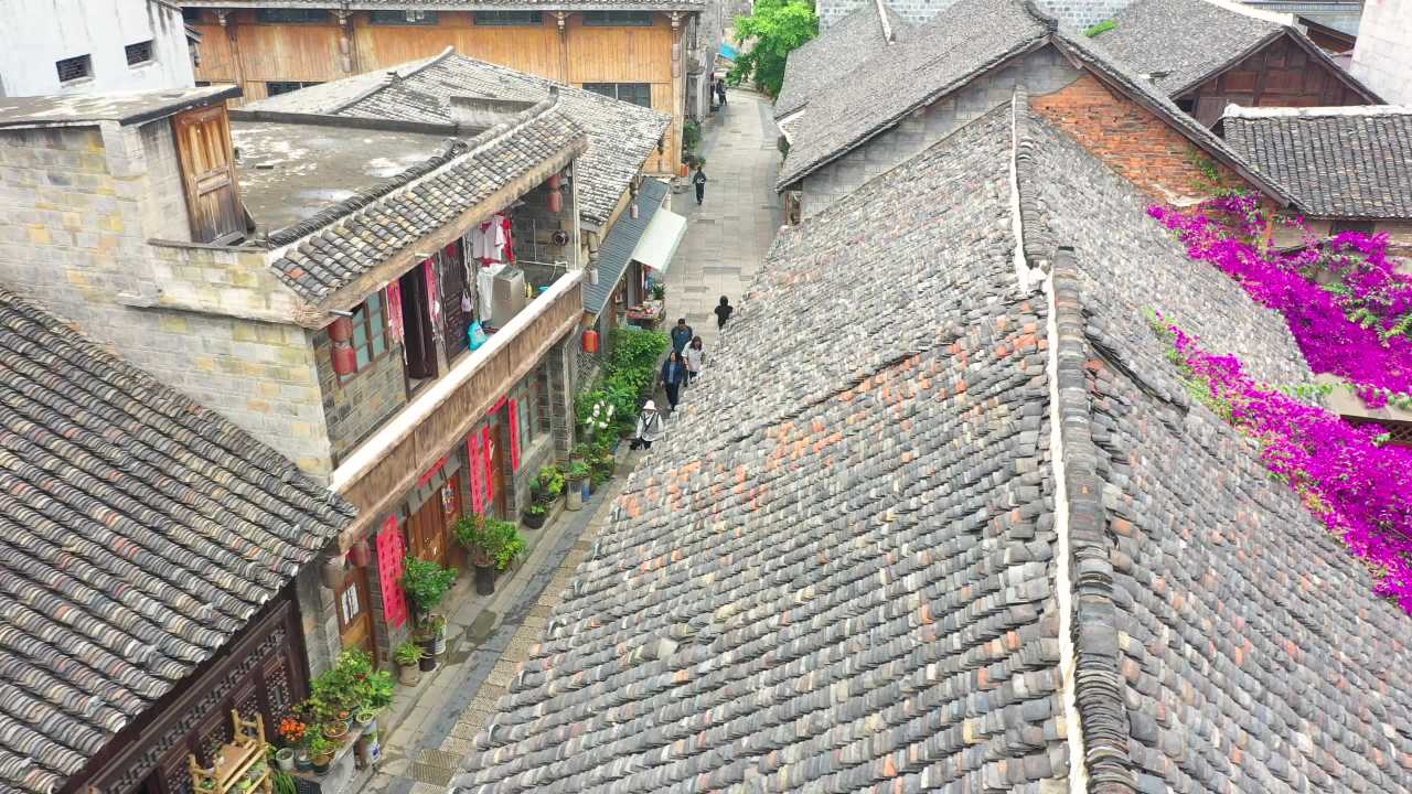 航拍贵州贞丰古城历史文化风光古建筑旅游业