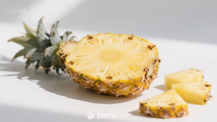 新鲜菠萝切片展示