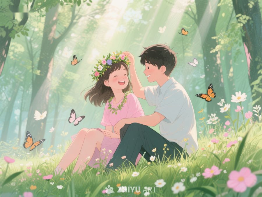 林间花海，情侣共度美好时光 465