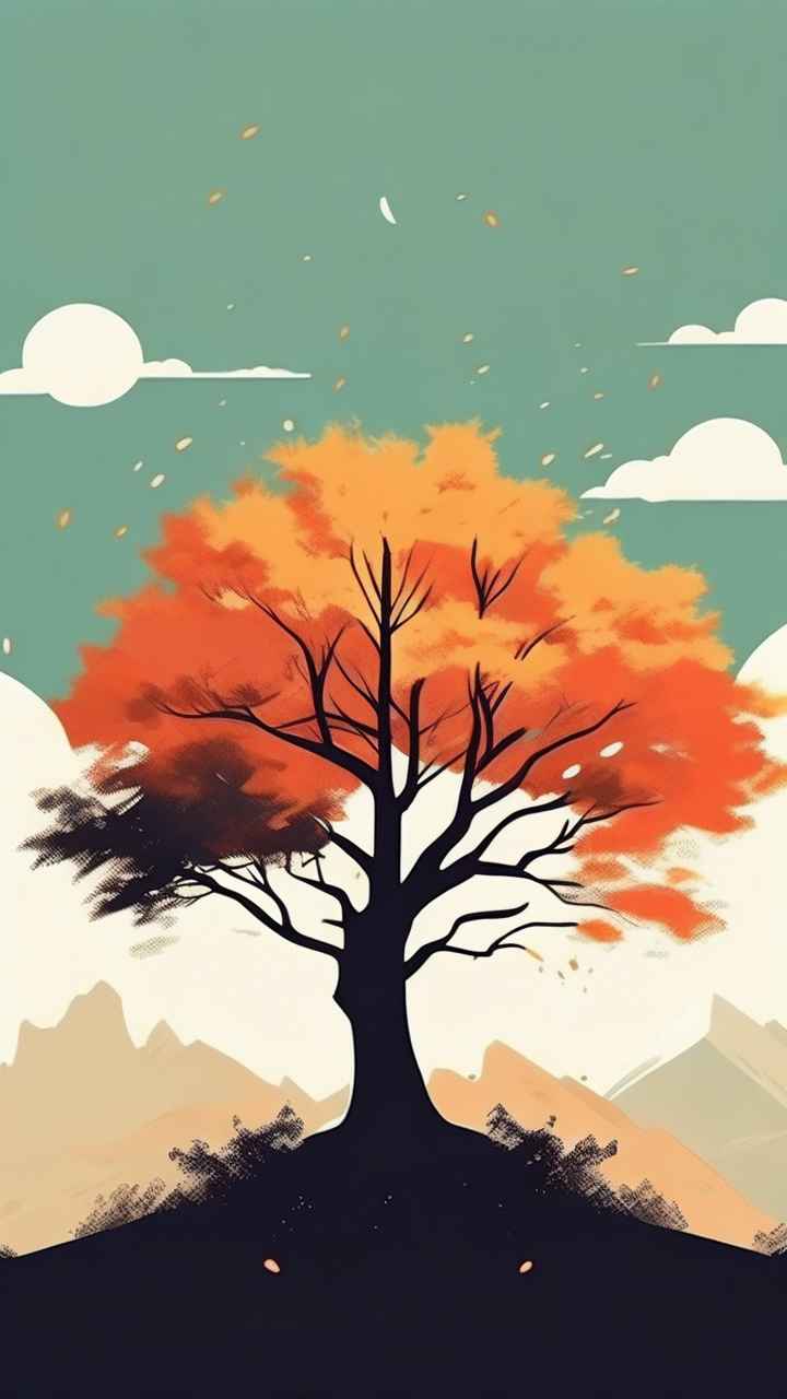 一幅画画着树极简主义 9