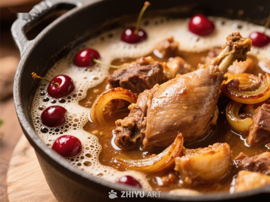 樱桃炖鸭腿，美味传统菜肴 853