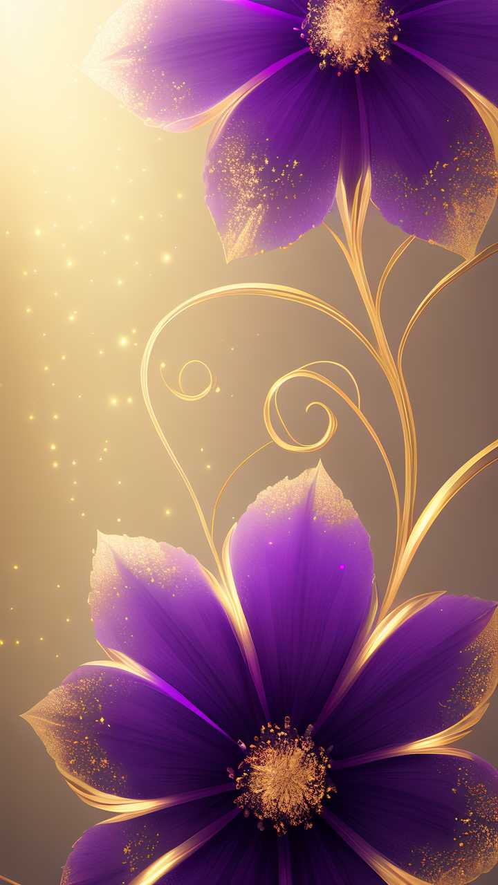 紫色和金色花卉的超级HD传染媒介与光