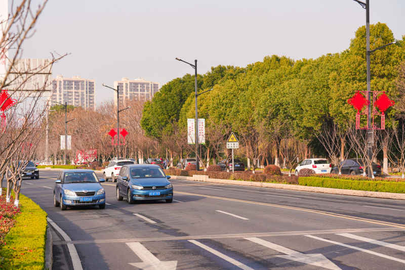 航拍昆山城镇道路风光新春氛围 34