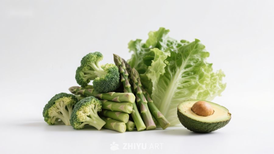 绿色蔬菜与牛油果的组合