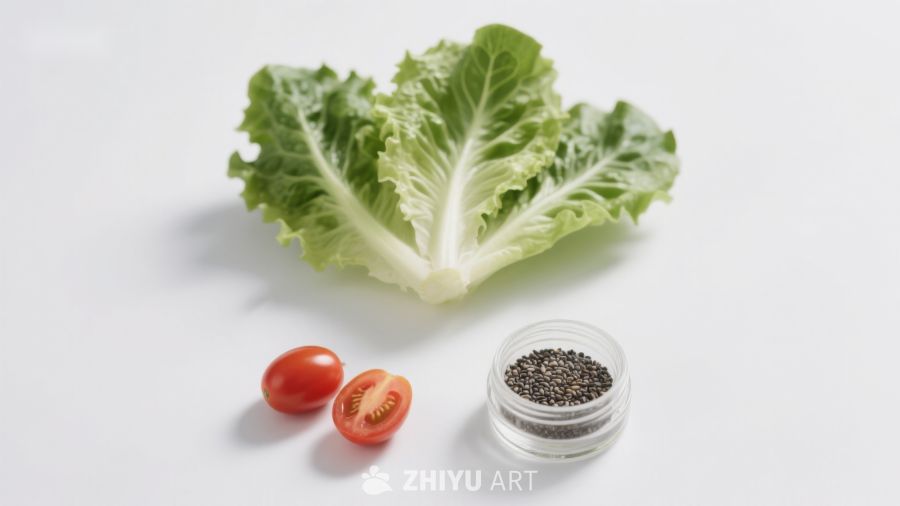 生菜番茄与奇亚籽静物