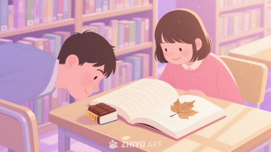 图书馆里专心阅读的两个孩子 313