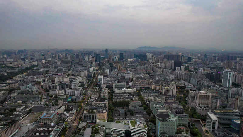 浙江杭州城市风光航拍摄影图 